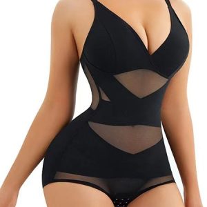 V-neck Abdominal Contouring Hip Lifting Jumpsuit, Lingeries, color:Black|size:XXL, Noracora