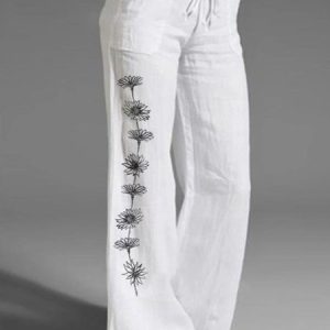 Casual Floral Cotton  Loose Pants, Pants, Roselinlin - Online Catalog