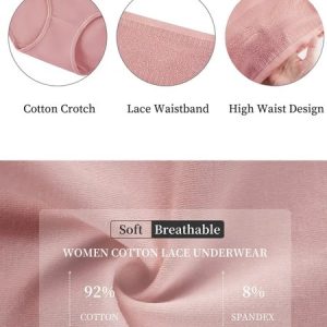 Casual Lace Plain Cotton Panty, Lingeries, color:Pink|size:XXL, Noracora