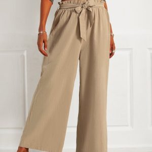 Plain Casual Pants, Pants, color:Khaki|size:3XL, Noracora