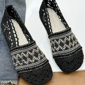 All Season Plain Casual Shallow Shoes, Flats/Loafers, color:Black|size:40, Noracora