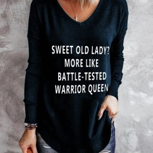 Casual Long Sleeve V Neck Printed Top Tunic T-Shirt, T-shirts, color:Blue|size:3XL, Noracora