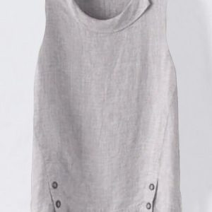 Casual Plain Sleeveless Tops, Tanks & Camis, color:Light Gray|size:3XL, Noracora
