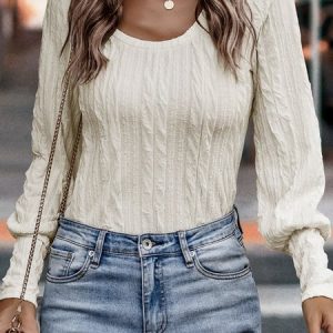 Crew Neck Loose Casual T-Shirt, T-shirts, color:White|size:XXL, Noracora