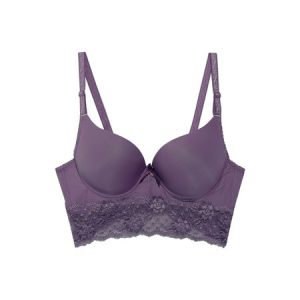 Plain Lace Casual Bow Bra & Bralette, Lingeries, color:Purple|size:XL, Noracora