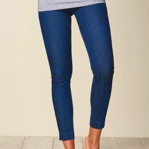 Plain Casual Tight Legging, Leggings, color:Blue|size:3XL, Noracora