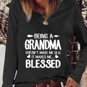 Being A Grandma Doesn't Make Me Old It Makes Me Blessed Long Sleeve T-shirt, T-shirts, color:Black|size:XXL, Noracora