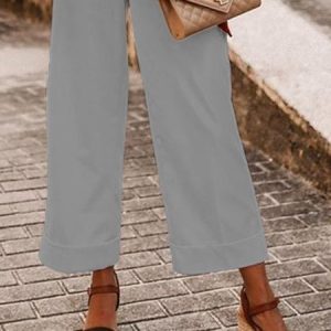 Casual Plain Pants, Pants, color:Gray|size:3XL, Noracora