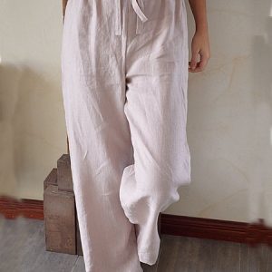 Plain Casual Pants, Pants, color:Light Pink|size:3XL, Noracora