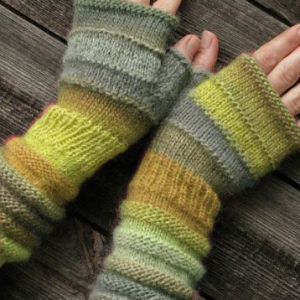 Women Vintage Color-block Geometric Fingerless Gloves, Gloves, color:Yellow|size:One-size, Noracora