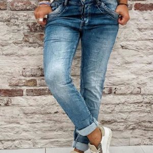 Blue Denim Simple Solid Pockets Jeans, Denim&Jeans, color:Blue|size:3XL, Noracora