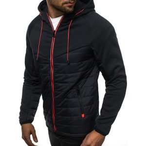 Men's Casual Stitching Zipper Hooded Jacket, Jackets&Coats, WAYRATES