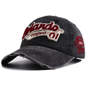 Men's Outdoor Retro Distressed Denim Baseball Cap, Hats, WAYRATES