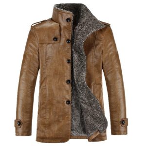 Men's Stand-up Collar Padded Pu Washed Jacket, Jackets&Coats, WAYRATES