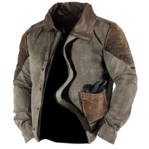 Men's Vintage Contrast Panel Deerskin Jacket, Tactical Jackets & Coats,  COTOSEN