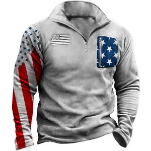 Men's American Flag Winter Sweatshirt, Hoodies&Sweatshirts, WAYRATES