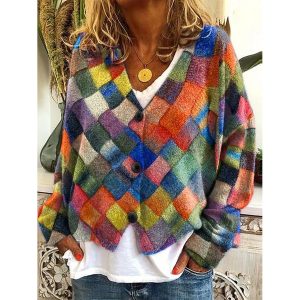 Women's Stylish Art Cat Print Plush Cardigan, women tops, COTOSEN