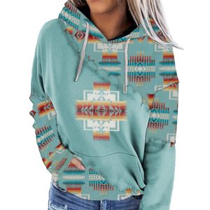 Women's Vintage Ethnic Print Hooded Sweatshirt, women tops, COTOSEN