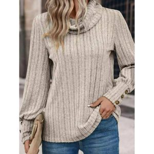 Women's Casual Turtleneck Knitted Long Sleeve Top Sweater, women tops,  COTOSEN