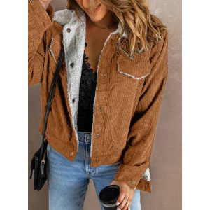 Women's Lambswool Patchwork Corduroy Jacket, women tops,  COTOSEN
