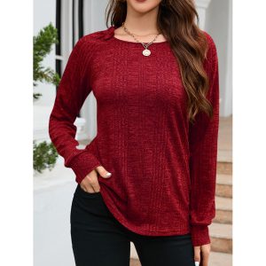 Women's Lightweight Casual Long-sleeved Crew Neck Knitted Top, women tops,  COTOSEN