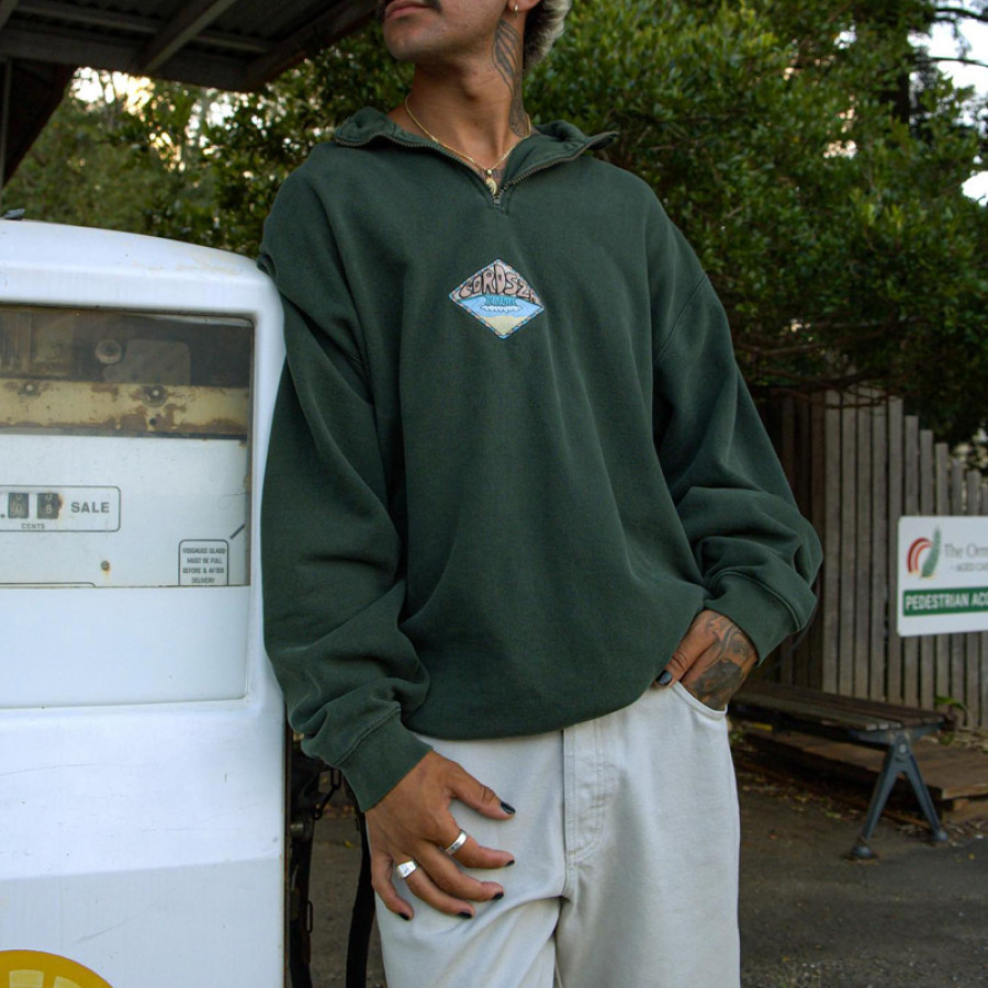 Retro Surf Color Patchwork Casual Sweatshirt, Hoodies&Sweatshirts, WAYRATES