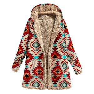 Retro Ethnic Print Plus Velvet Coat, women tops,  COTOSEN