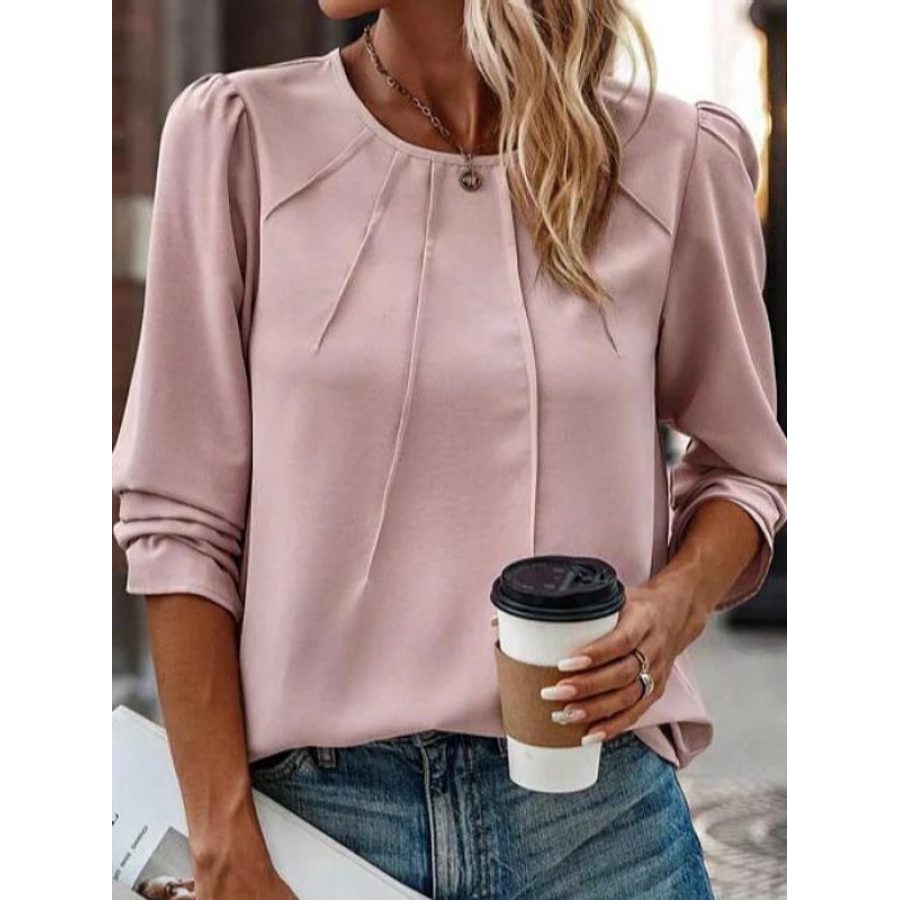 Loose Casual Round Neck Long-sleeved Blouse, women tops, COTOSEN