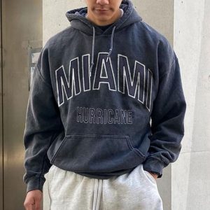 Vintage MIAMI Arch Print Hoodie, Hoodies&Sweatshirts, WAYRATES