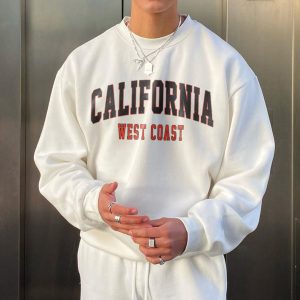 Men's Retro California Oversized Sweatshirt, Hoodies&Sweatshirts, WAYRATES