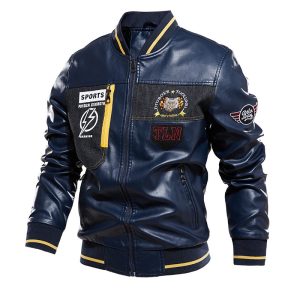 Men's Outdoor Sports Old Retro Motorcycle Zipper Design Plus Velvet Leather Jackets, Jackets&Coats, WAYRATES