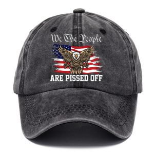 We The People Are Pissed Off Printed Baseball Cap Washed Cotton Hat, Hats, WAYRATES