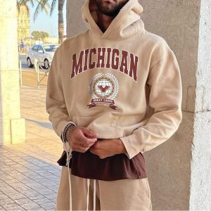 Vintage Men's Michigan Letters Casual Hoodie, Hoodies&Sweatshirts, WAYRATES