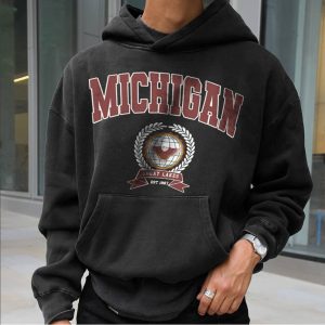 Retro Men's Michigan Print Hoodie, Hoodies&Sweatshirts, WAYRATES