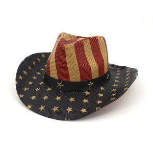 American Flag Vintage Western Cowboy Straw Hat, Hats, WAYRATES