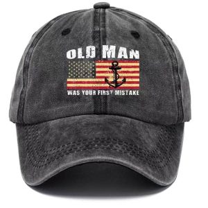 Old Men Was Your First Mistake Men's Retro Print Wash Cotton Hat, Hats, WAYRATES