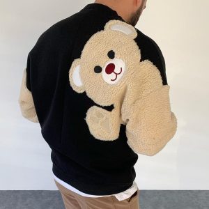 Fleece Panel Crew Neck Sweatshirt, Hoodies&Sweatshirts, WAYRATES