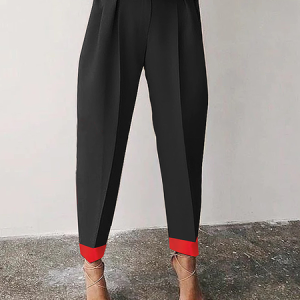 Color Block Regular Fit Urban Fashion Long Pants, Pants, color:Black|size:XXL, Stylewe