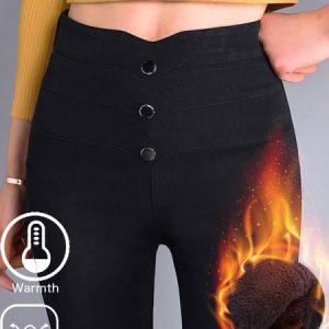 Buckle Corduroy Casual Plain Pants, Pants, Lilicloth.com