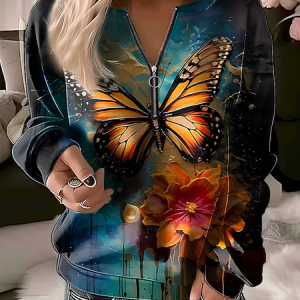 Casual V Neck 3D Printing Sweatshirt, Hoodies & Sweatshirts, color:As Picture|size:XXL, Noracora