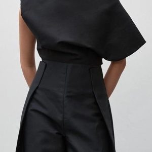 Boat Neck Urban Plain Regular Fit Shirt, Blouses and Shirts, color:Black|size:XXL, Stylewe