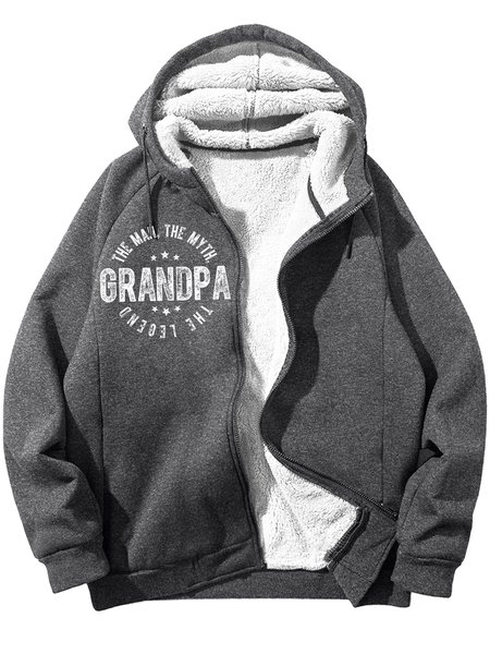 Men's Grandpa The Man The Myth The Legend Funny Graphic Printing Hoodie Zip Up Sweatshirt Warm Jacket With Fifties Fleece, Hoodies&Sweatshirts, Lilicloth.com
