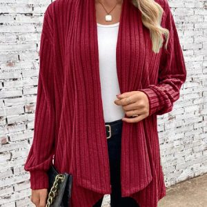Wrap Long Sleeve Plain Heavyweight Medium Elasticity Loose Kimono For Women, Kimono, color:Wine Red|size:XXL, catalog Noracora shop