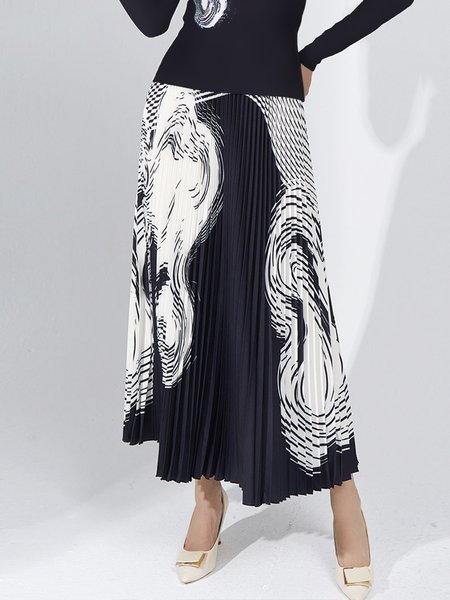 Daily Urban Striped Regular Fit Skirt, Skirts, color:Black|size:XXL, Stylewe