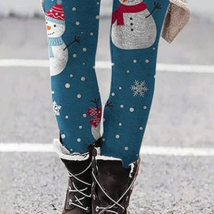 Winter Christmas H-Line Skinny Soft Clouds Leggings, Leggings, color:Color4|size:3XL, Noracora
