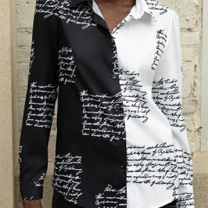 Daily Simple A-line Long Sleeve Top, Blouses and Shirts, color:Black|size:XXL, Stylewe