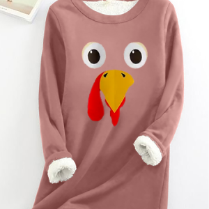 Cotton Turkey Crew Neck Text Letters Casual Fleece Sweatshirt, Hoodies&Sweatshirts, Lilicloth.com