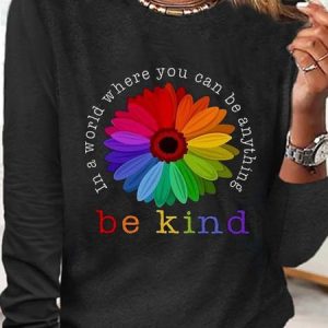 Plus Size Sunflower Crew Neck Loose T-Shirt, Long sleeves, Lilicloth.com