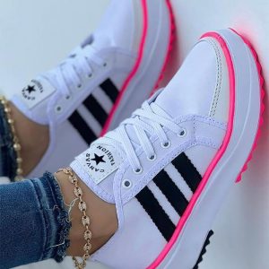 Lace-up Eyelet Colorblock Sneakers, Sneakers, chicme - Women's Fashion Online
