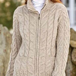 Casual Stand Coller Zipper Long Sleeve Pockets Cardigan, Cardigans, color:Khaki|size:3XL, Noracora